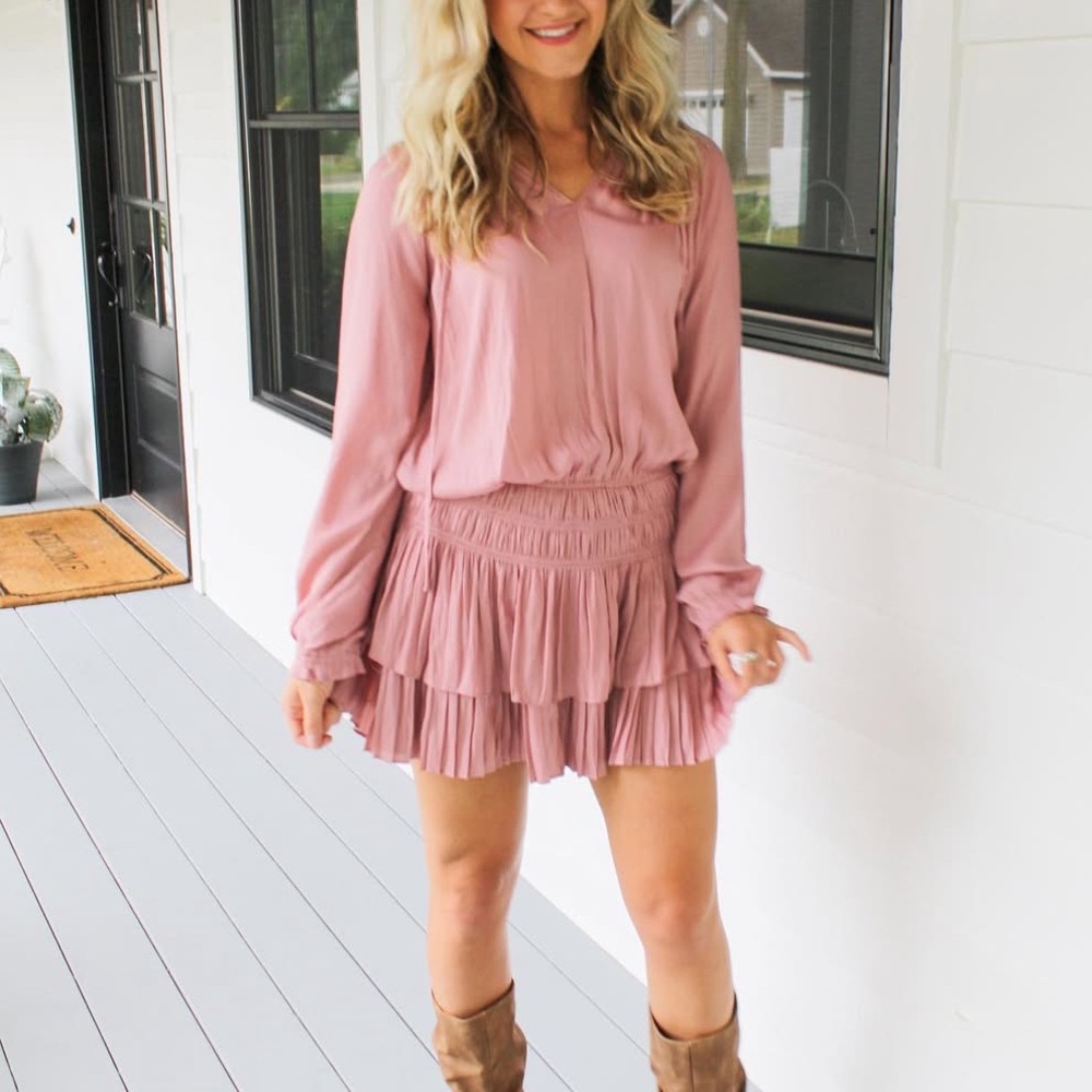 NWT Mauve Pink Mustard Seed Silk Dress